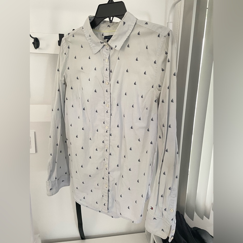 Tommy Hilfiger women shirt baby light blue cotton large L
